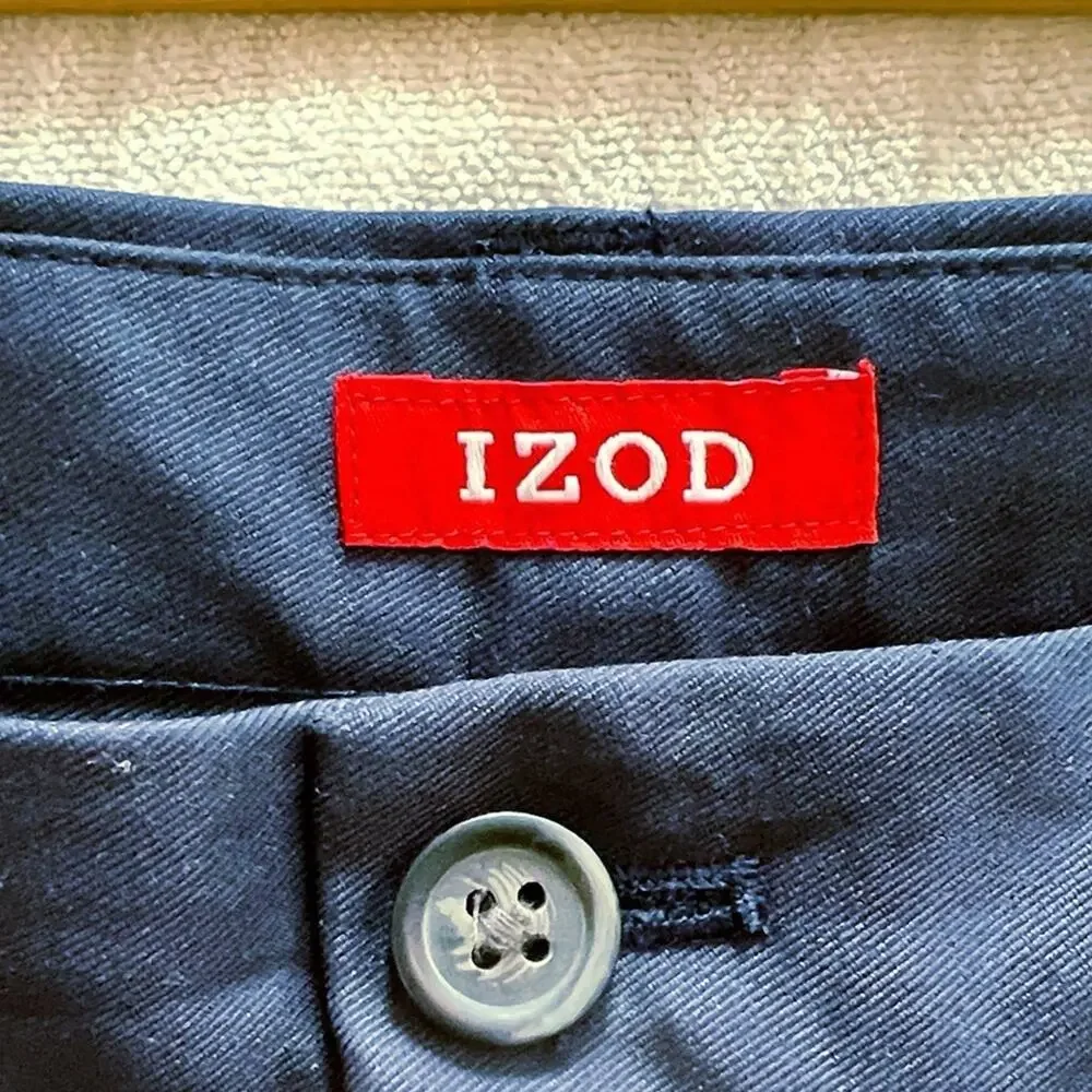 Y2K Izod Navy Pleated Front Relaxed Fit Golf Casual Shorts Mens Size 36